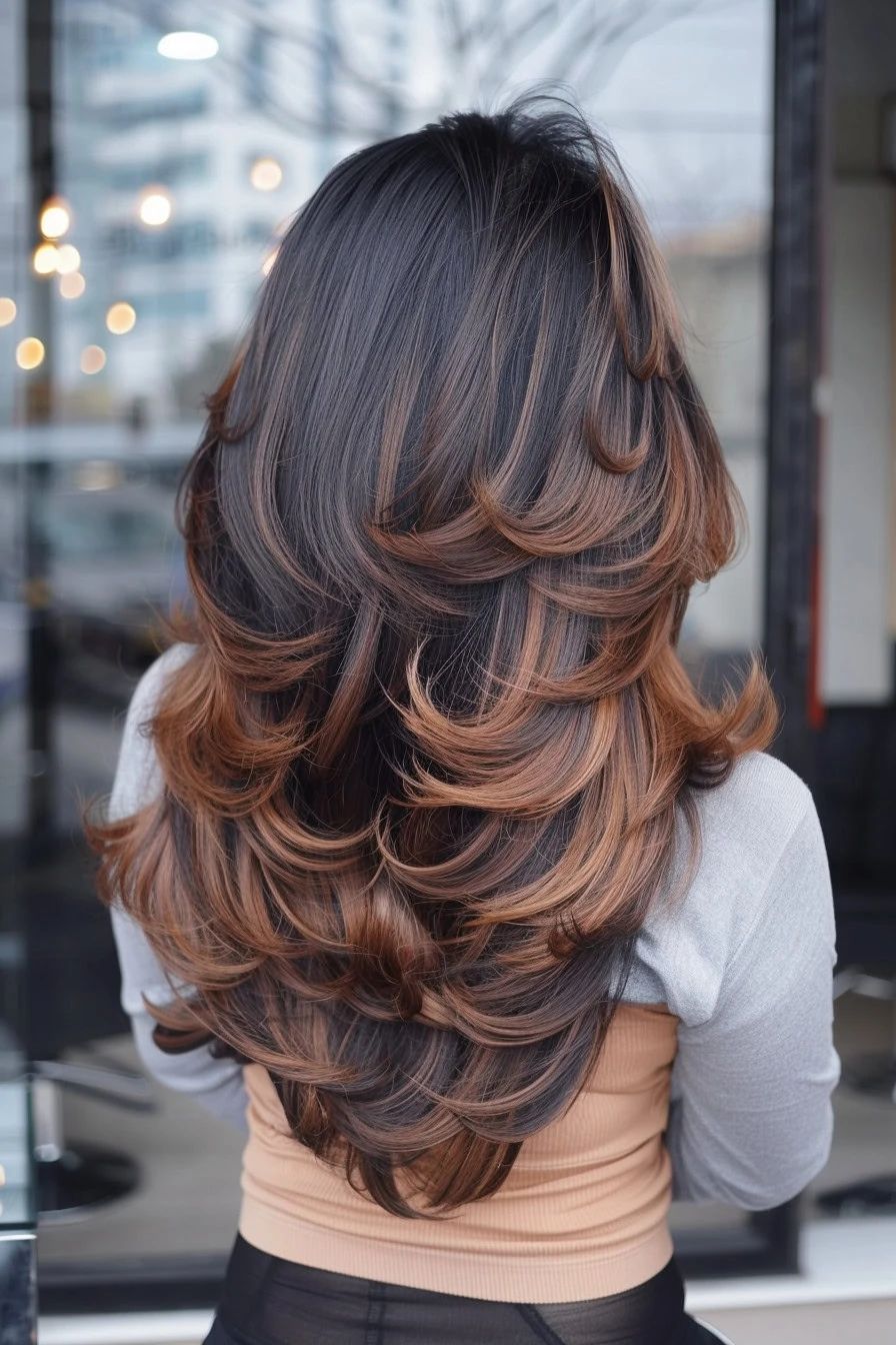 Long hair styled into soft waves